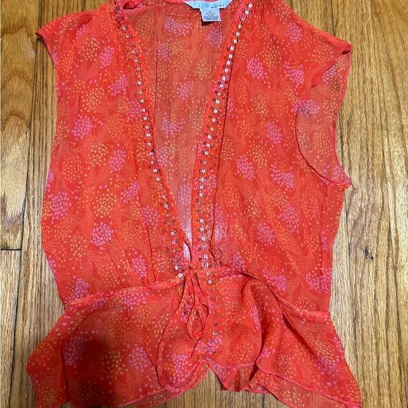 Y2K Fairycore WD NY 100% Silk Orange Embellished Fairly Dress 2piece Size 8 - Picture 10 of 13